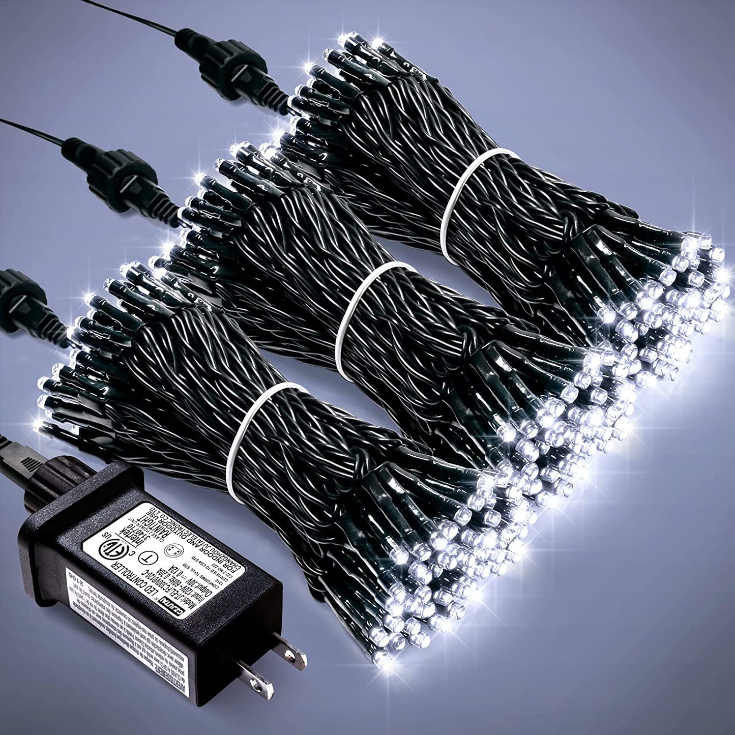 200 LED White Christmas Lights Outdoor, 66Ft Connectable Christmas Tree Lights Green Wire, 8 Modes Waterproof Christmas Twinkle String Lights Plug in for Xmas Wedding Party Indoor Decorations