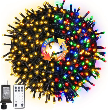 200 LED White Christmas Lights Outdoor, 66Ft Connectable Christmas Tree Lights Green Wire, 8 Modes Waterproof Christmas Twinkle String Lights Plug in for Xmas Wedding Party Indoor Decorations